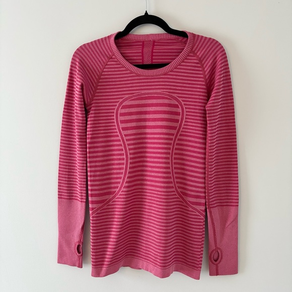 Lululemon Swiftly Tech Long Sleeve Crew Top Lightweight Running Athletic Striped - Picture 2 of 6
